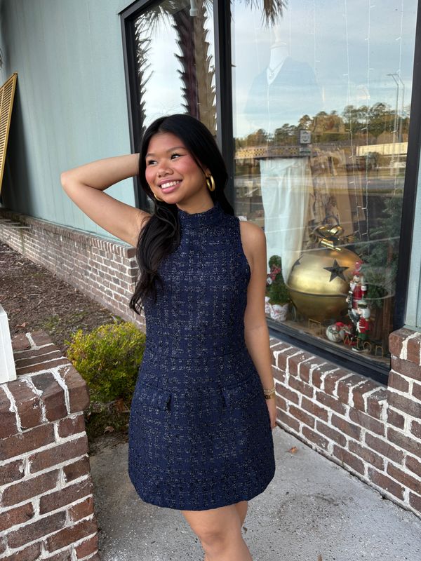 Navy Tweed Dress