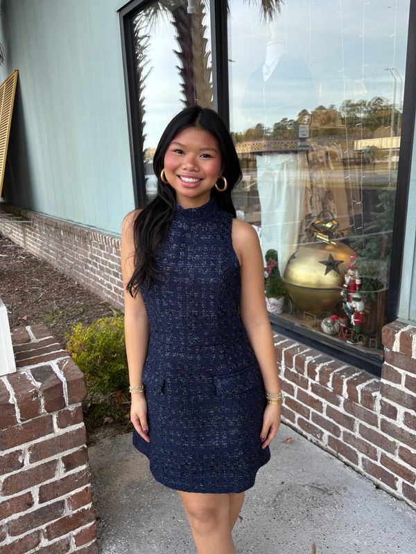 Navy Tweed Dress