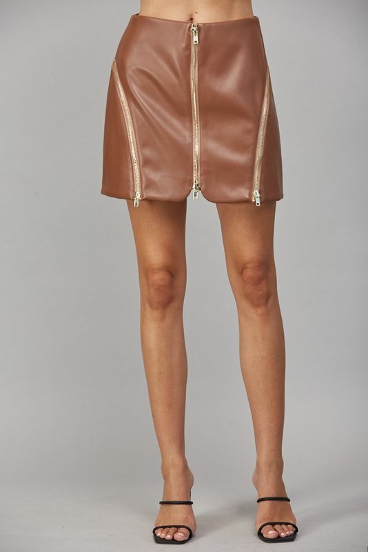 Little By Little Leather Mini Skirt