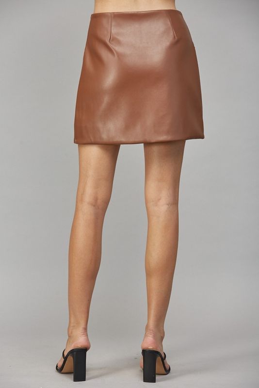 Little By Little Leather Mini Skirt