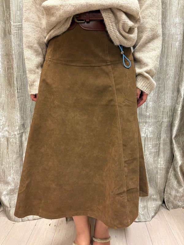 Feeling Like Yourself Suede Midi Skirt