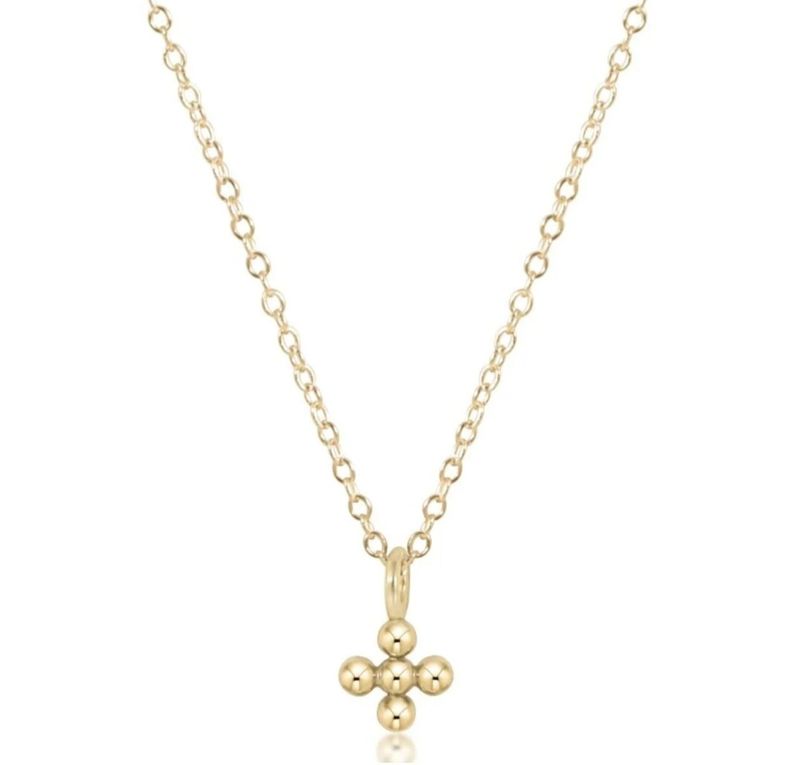 enewton 16" Necklace Gold - Classic Beaded Signature Cross Small Gold Charm
