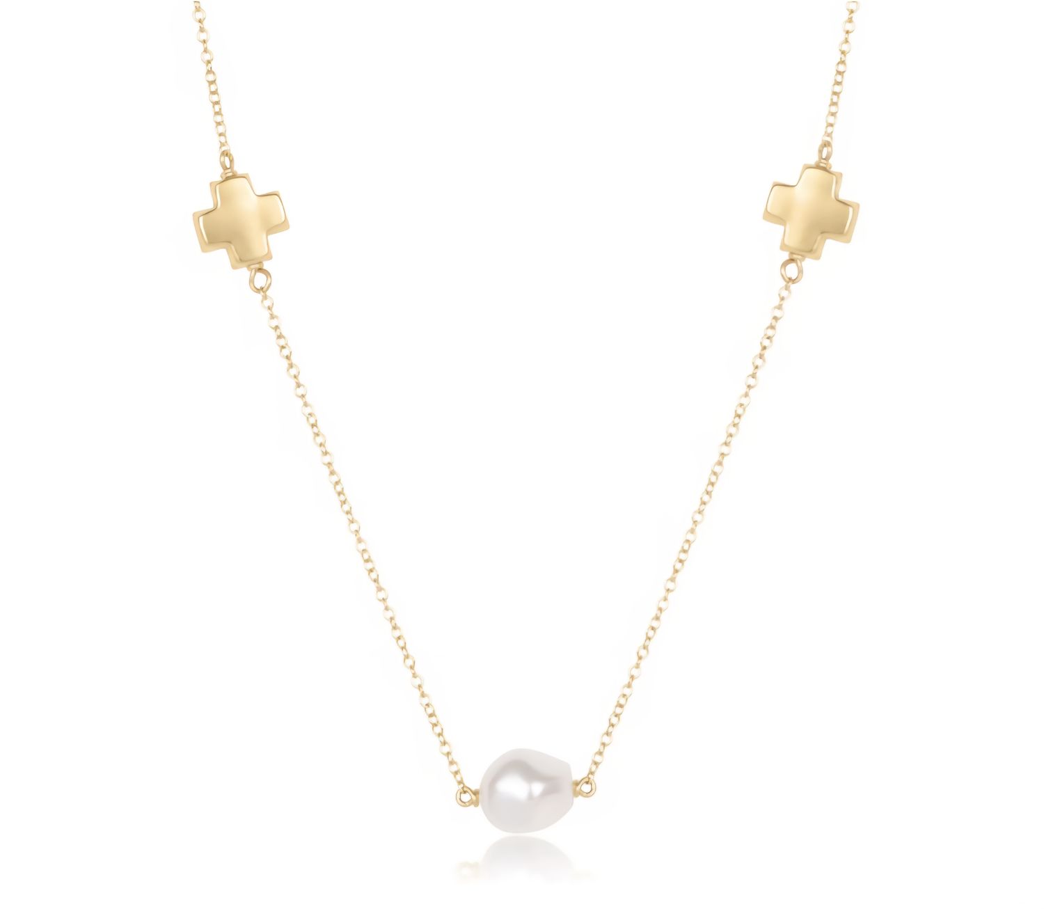 enewton 15&quot; Choker Signature Cross Admire Simplicity Chain Gold Charm