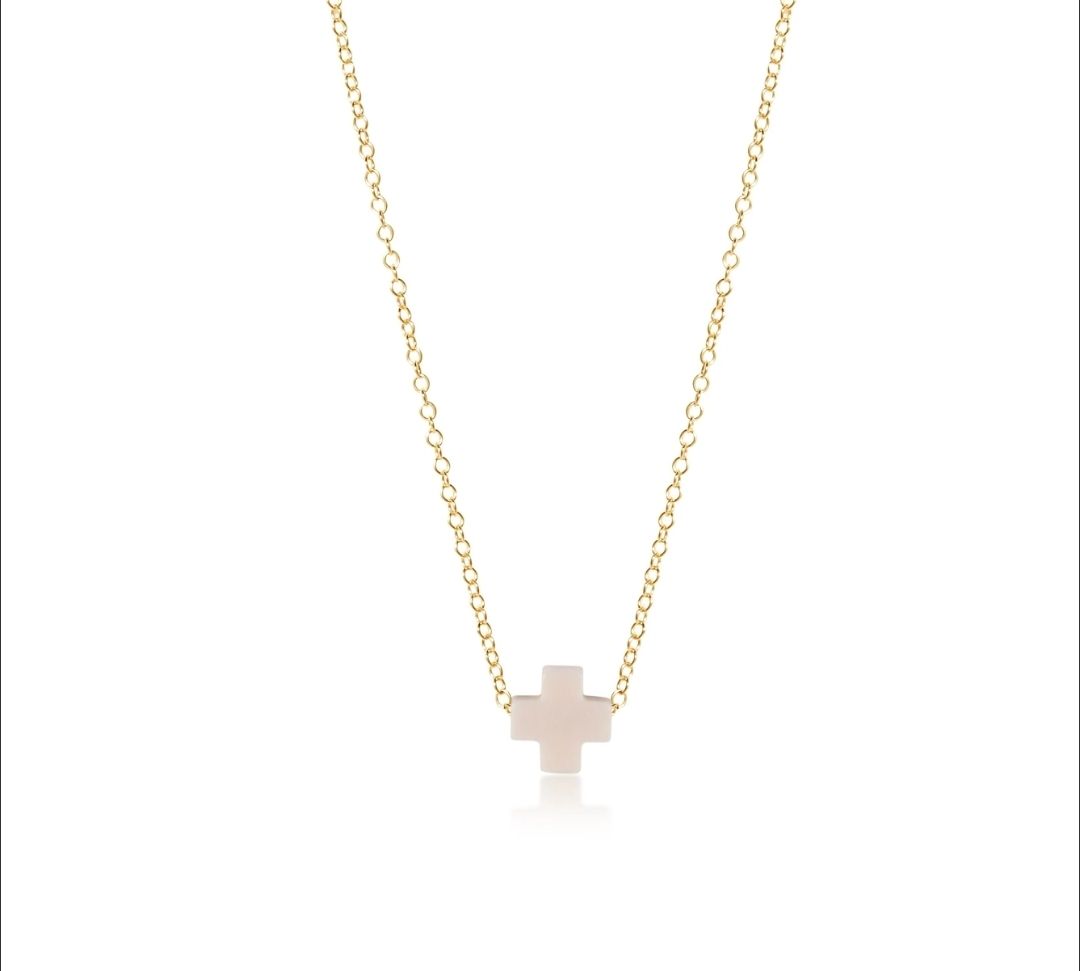 enewton egirl 14" Necklace Gold - Signature Cross Off-White