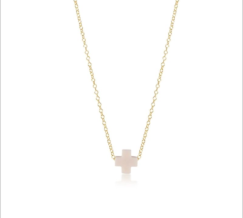 enewton egirl 14" Necklace Gold - Signature Cross Off-White