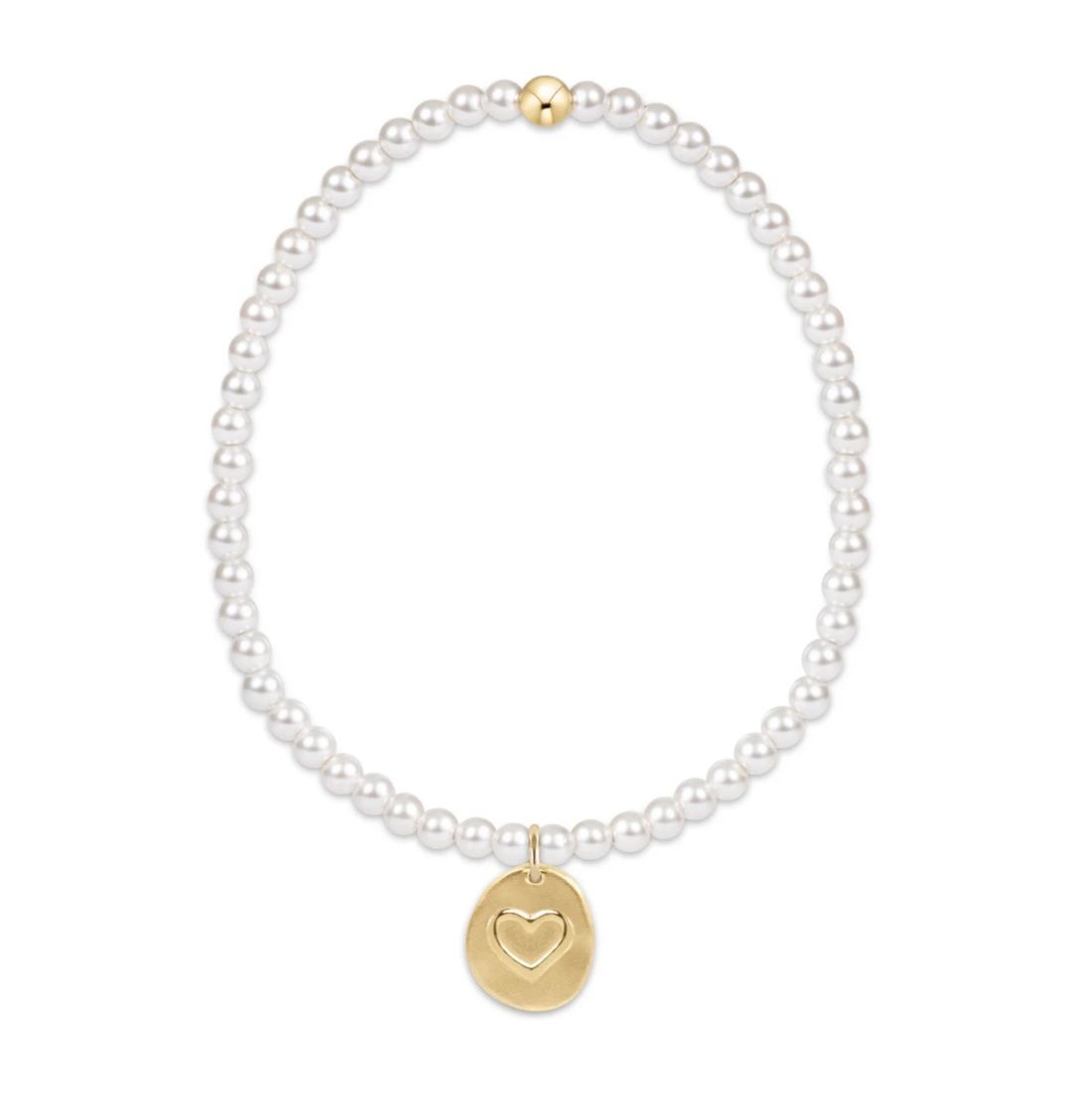 enewton Extends - Classic Pearl 3mm Bead Bracelet - Inspire Love Small Gold Charm