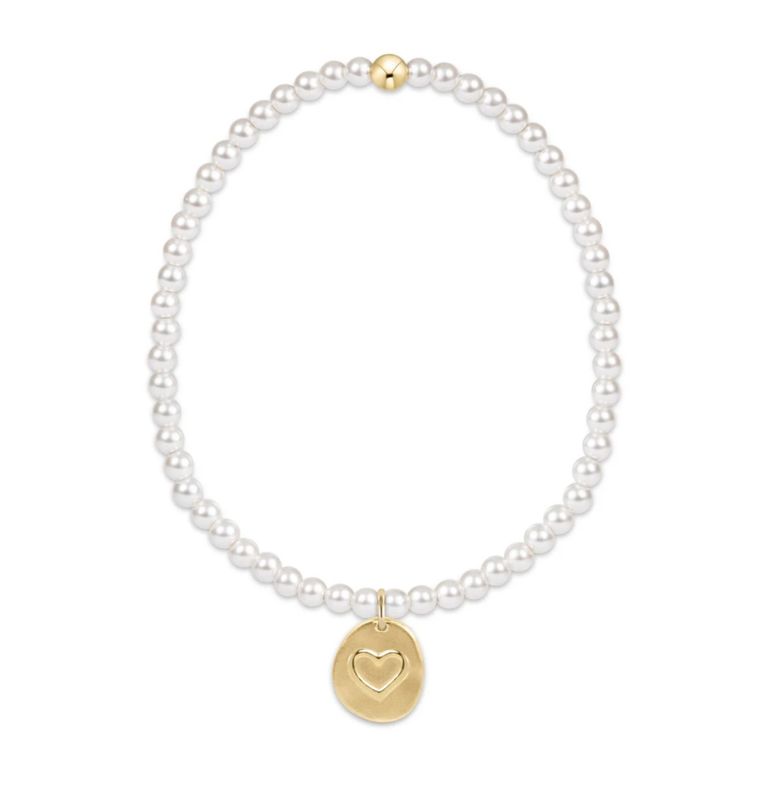 enewton Classic Pearl 3mm Bead Bracelet - Inspire Love Small Gold Charm