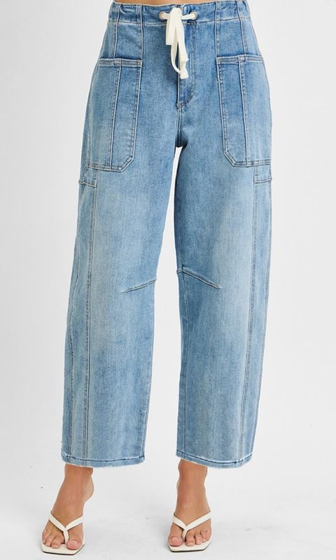 Risen Catch Up HR Crop Wide Barrel Jeans