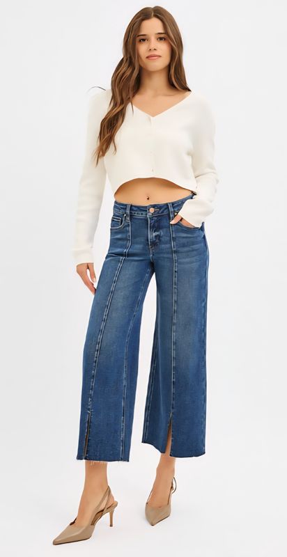 Risen Daily Edit TC MR Crop Wide Front Split Jeans