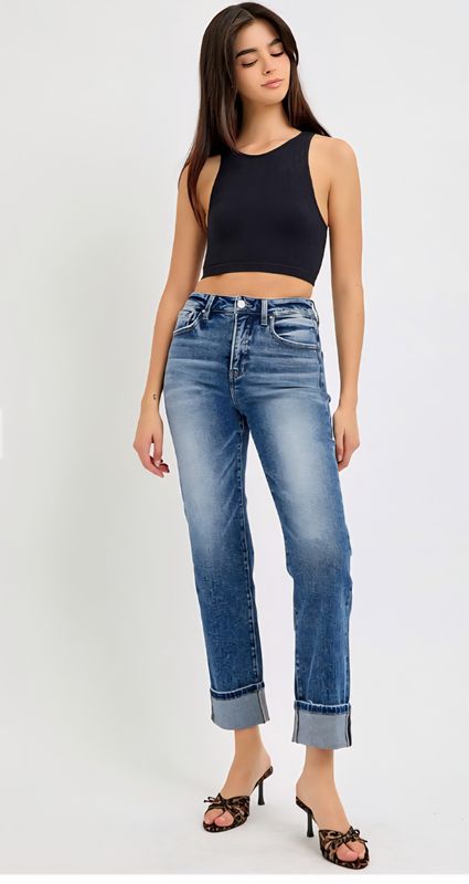Risen Told You So TC HR Crop Straight Jeans