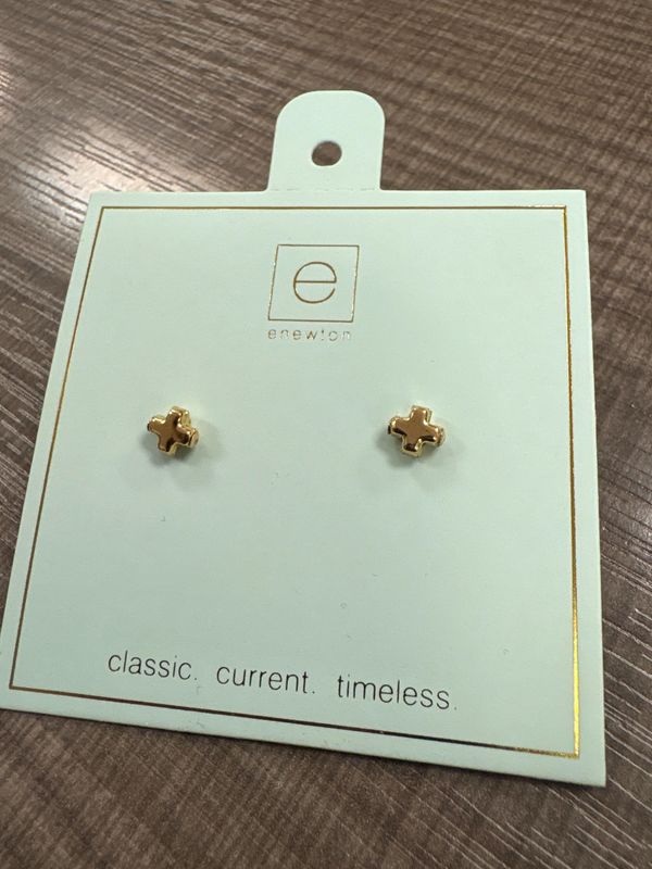 enewton Signature Cross Small Gold Stud - Gold