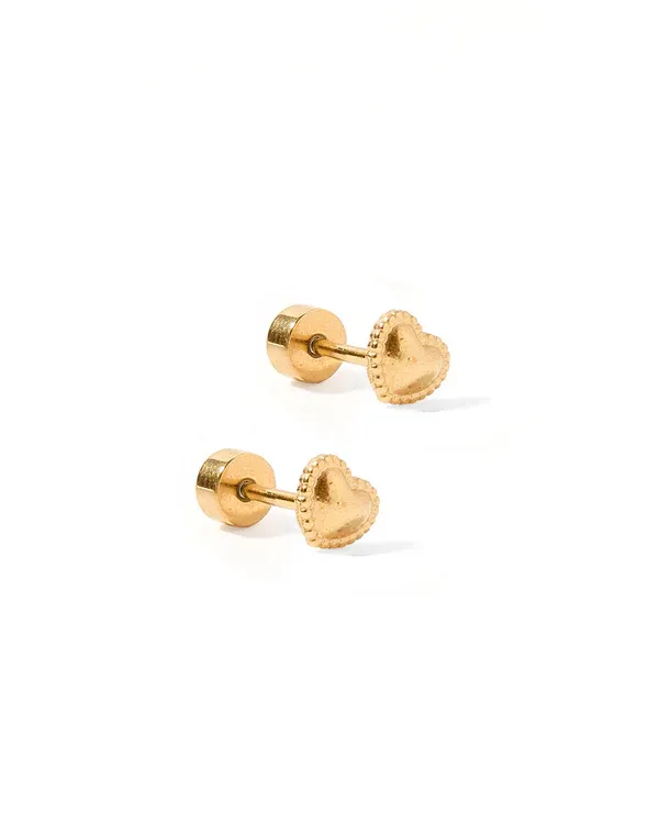 Linny Co Screwback Stud Earrings - Violet Heart