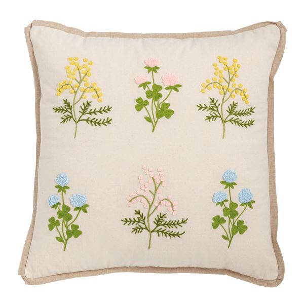 Mud Pie Embroider Floral Pillow
