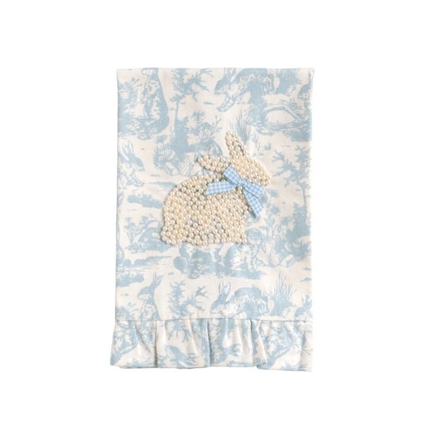 Mud Pie Toile Bunny Pearl Towel