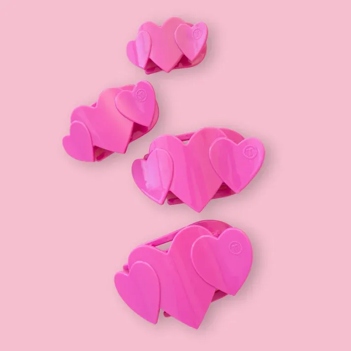 Teleties Pink Heart go Heart Flat Clip