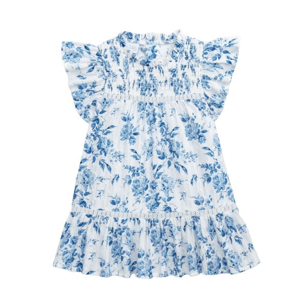 Mud Pie Blue Floral Smocked Dress