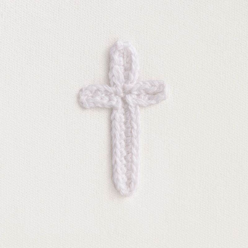 Mud Pie Ivory Crochet Cross Bib