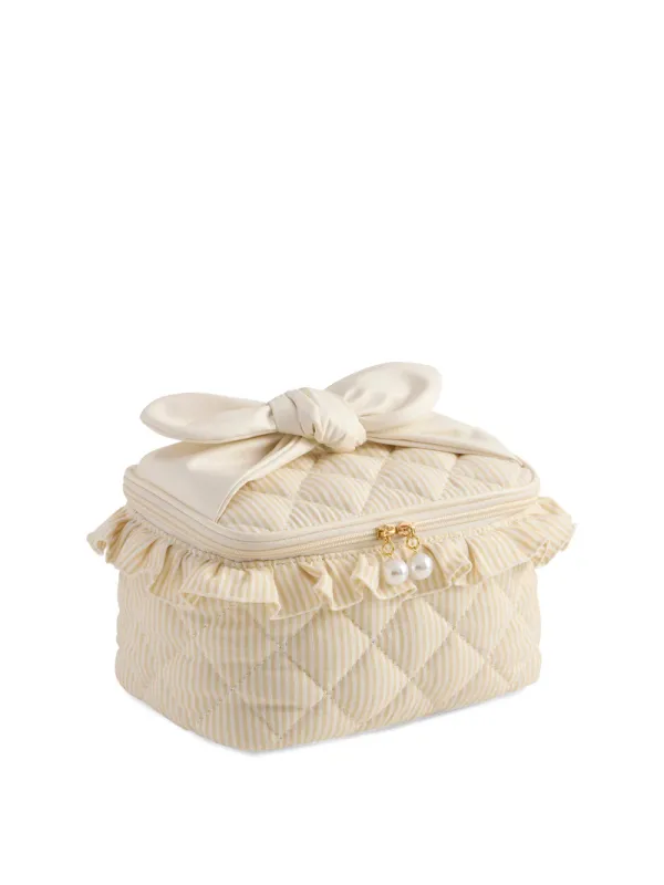 Shiraleah Ruffle Cosmetic Case, Beige