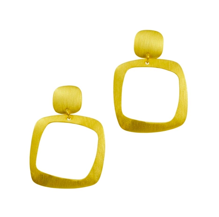 Betty Carre Piazza Square Gold Earrings