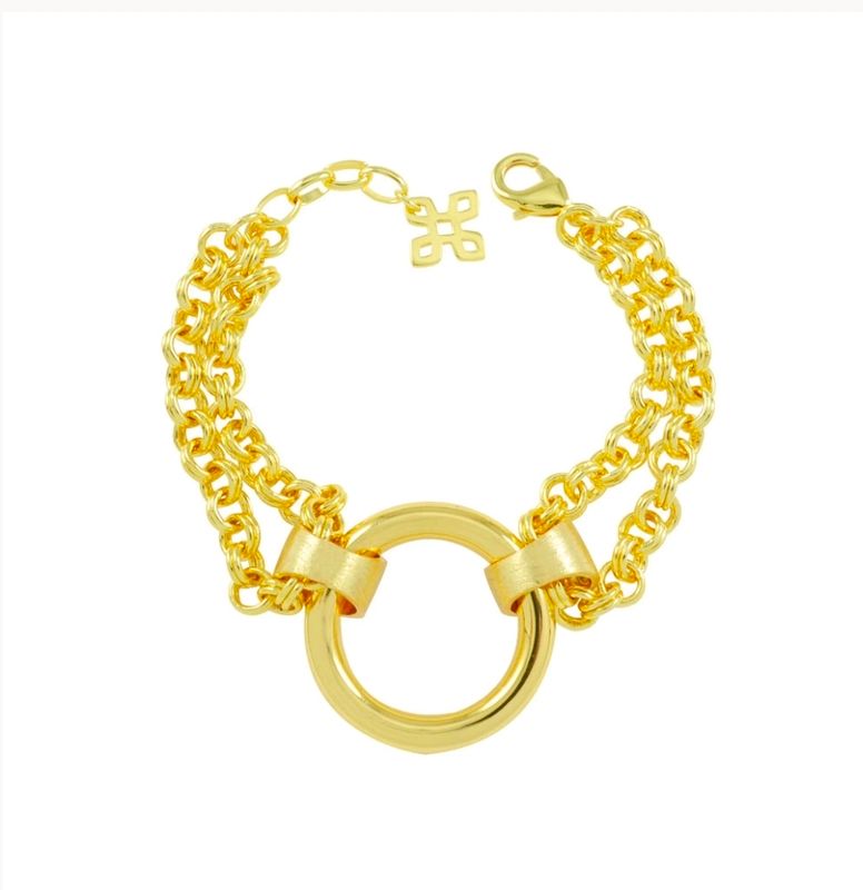 Betty Carre Bianca Big Circle w/Chain Bracelet - Gold