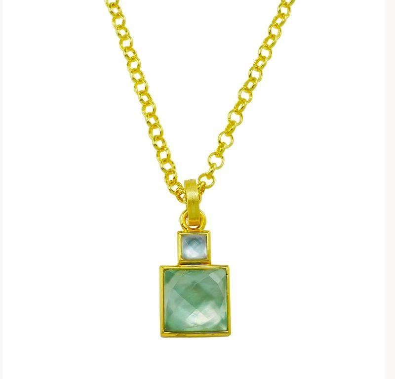 Betty Carre Dalila 2 Square Stone Necklace - Gold