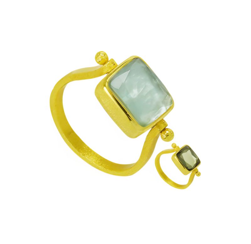 Betty Carre Dalila Dbl Sided Square Stone Ring - G