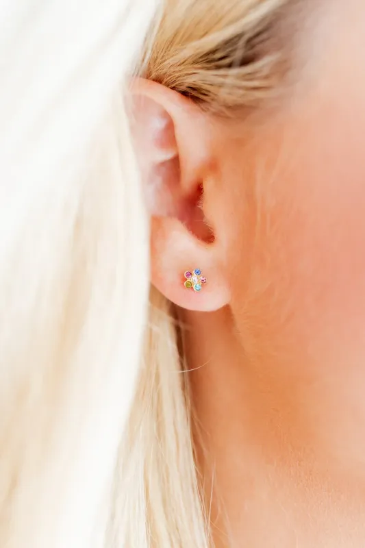 Linny Co Screwback Stud Earrings - Lyla Flower Multi