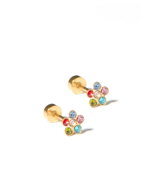 Linny Co Screwback Stud Earrings - Lyla Flower Multi