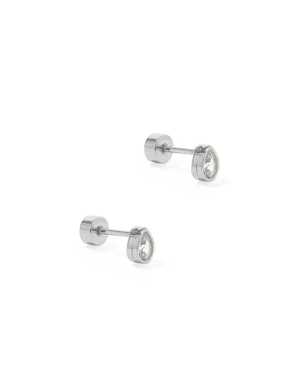 Linny Co Screwback Stud Earrings - Paloma Pear Silver