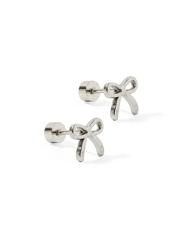 Linny Co Screwback Stud Earrings - Sadie Bow Silver