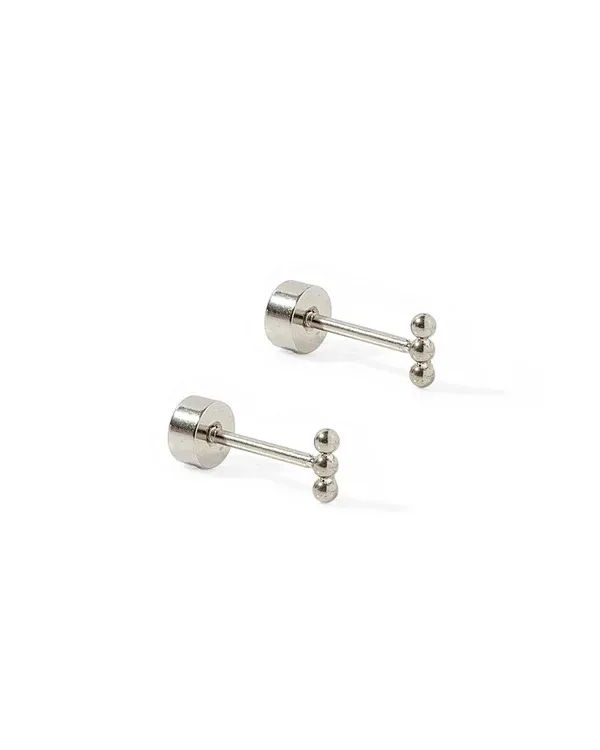 Linny Co Screwback Stud Earrings - Micro Tally Silver