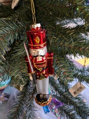 Glass Nutcracker Orn 5in