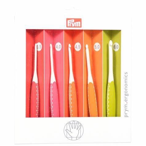 PRYM ERGONOMICS CROCHET HOOK SET - SIZES E, G, 7, H, J