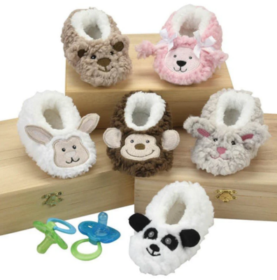 BABY SNOOZIES SHERPA ANIMAL SLIPPERS