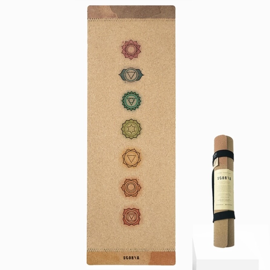 Scoria Chakras Alignment Cork Yoga Mat 