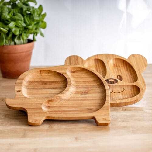 Bamboo Plate with Suction Base