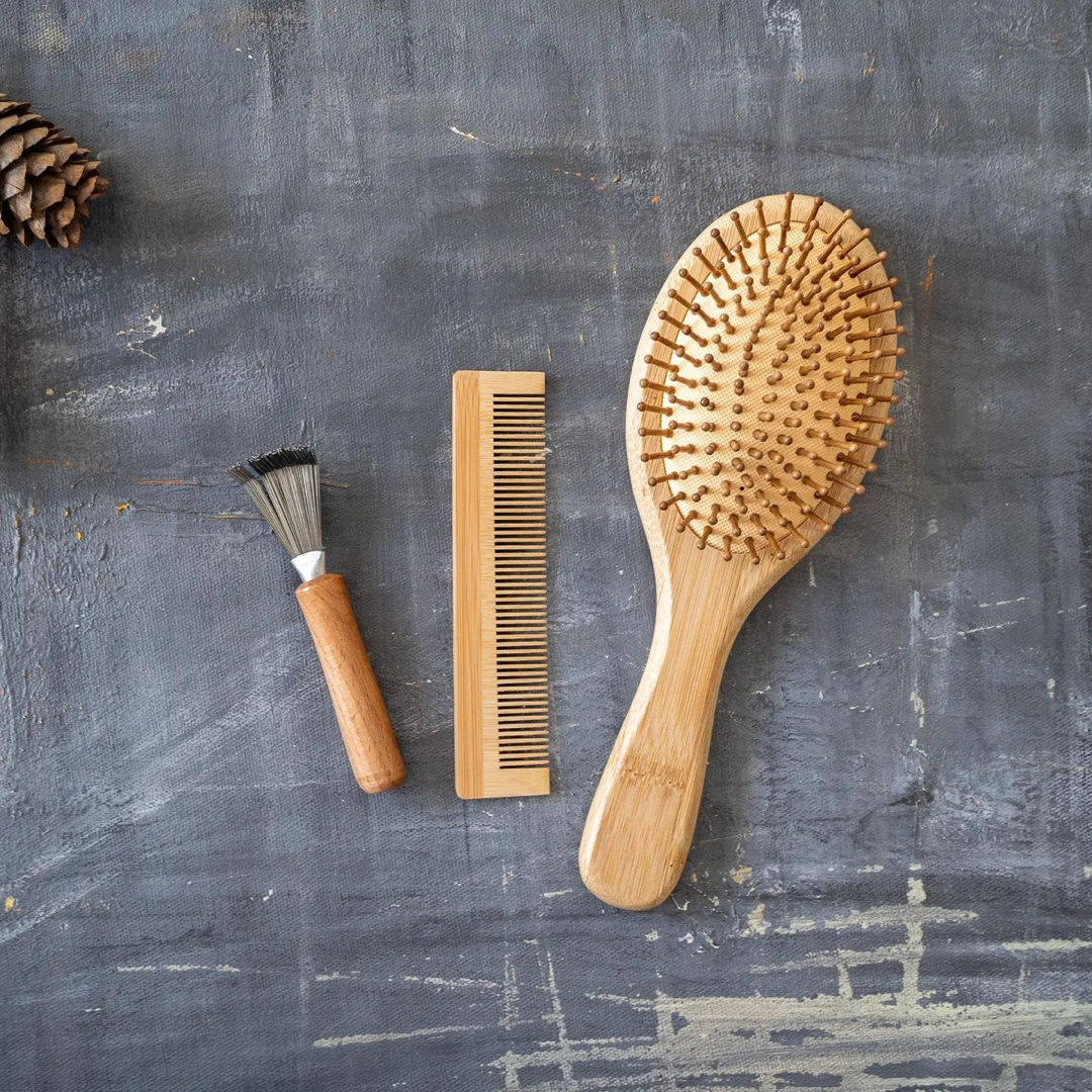 Plantish - Bamboo Hair Brush Set