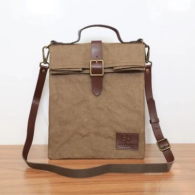 Eco Beige - Paper Leather Messenger Bag