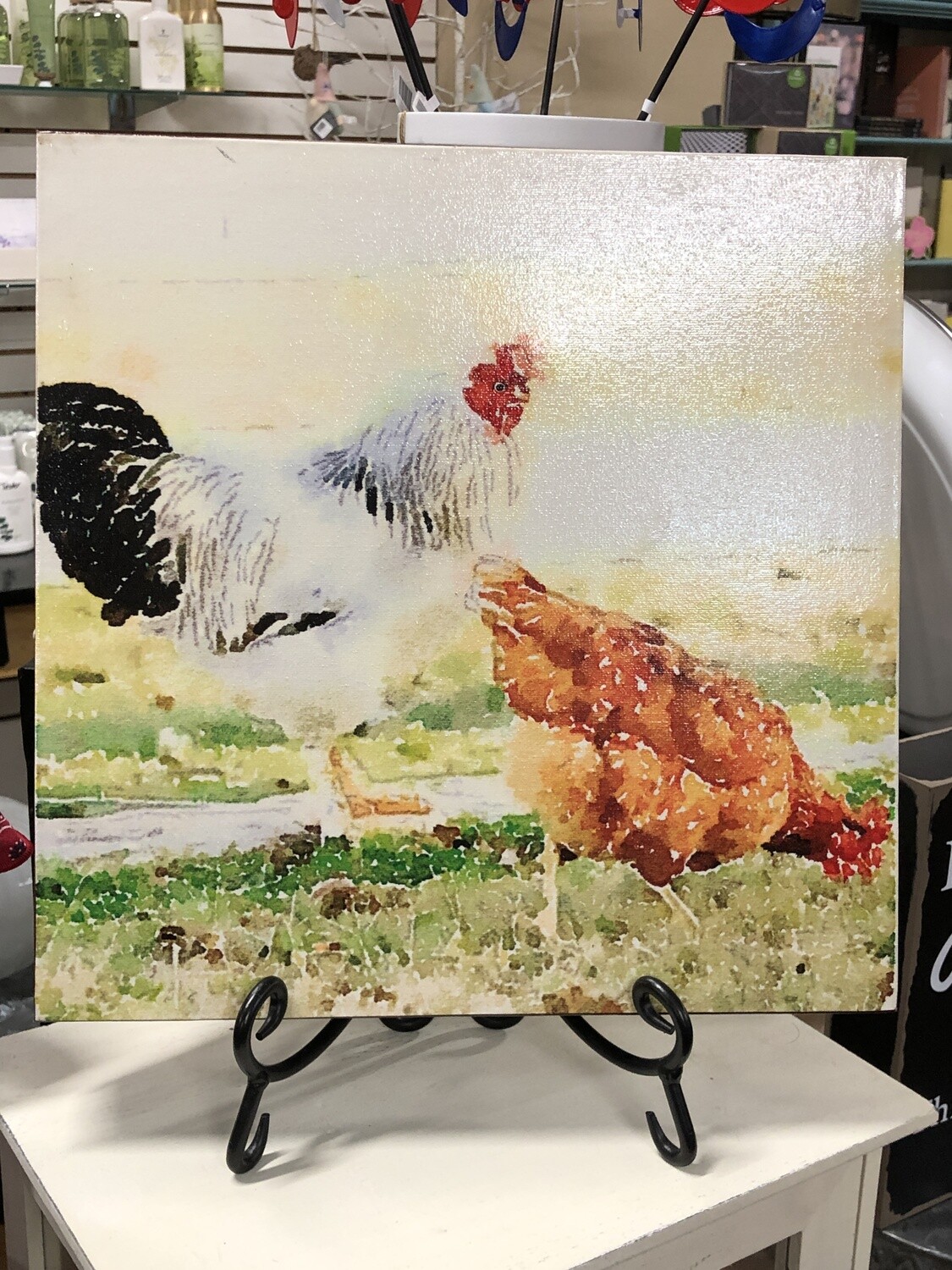 12" Square Chicken Canvas