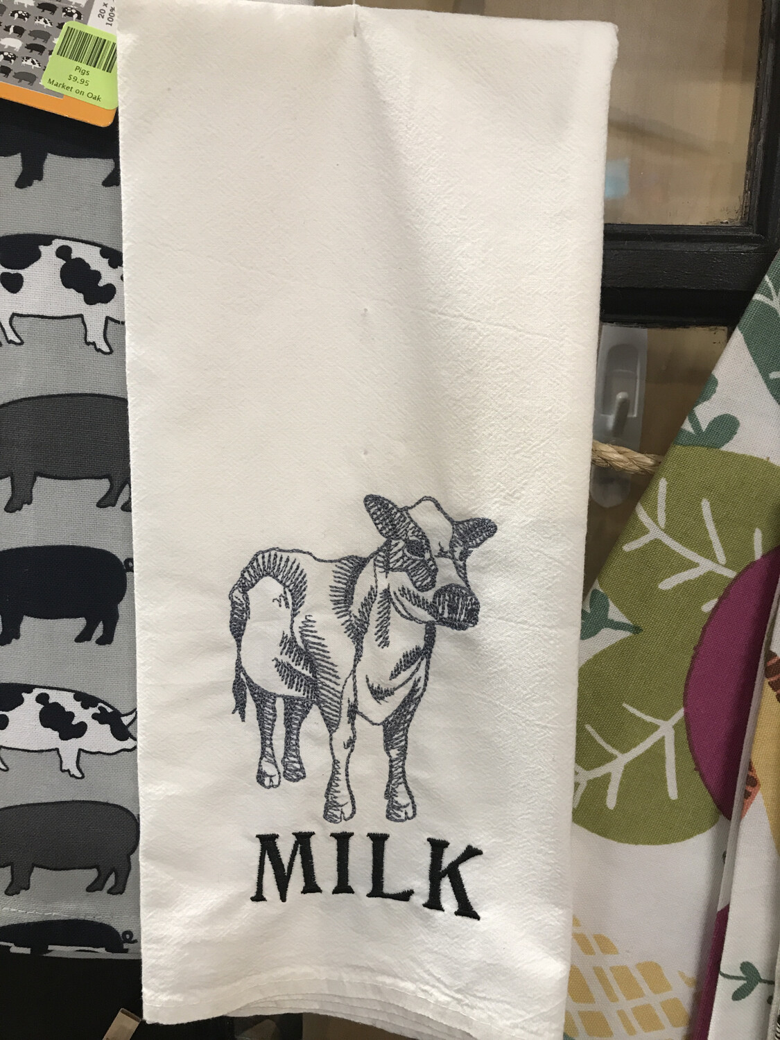 Cow/MILK Teal Towel