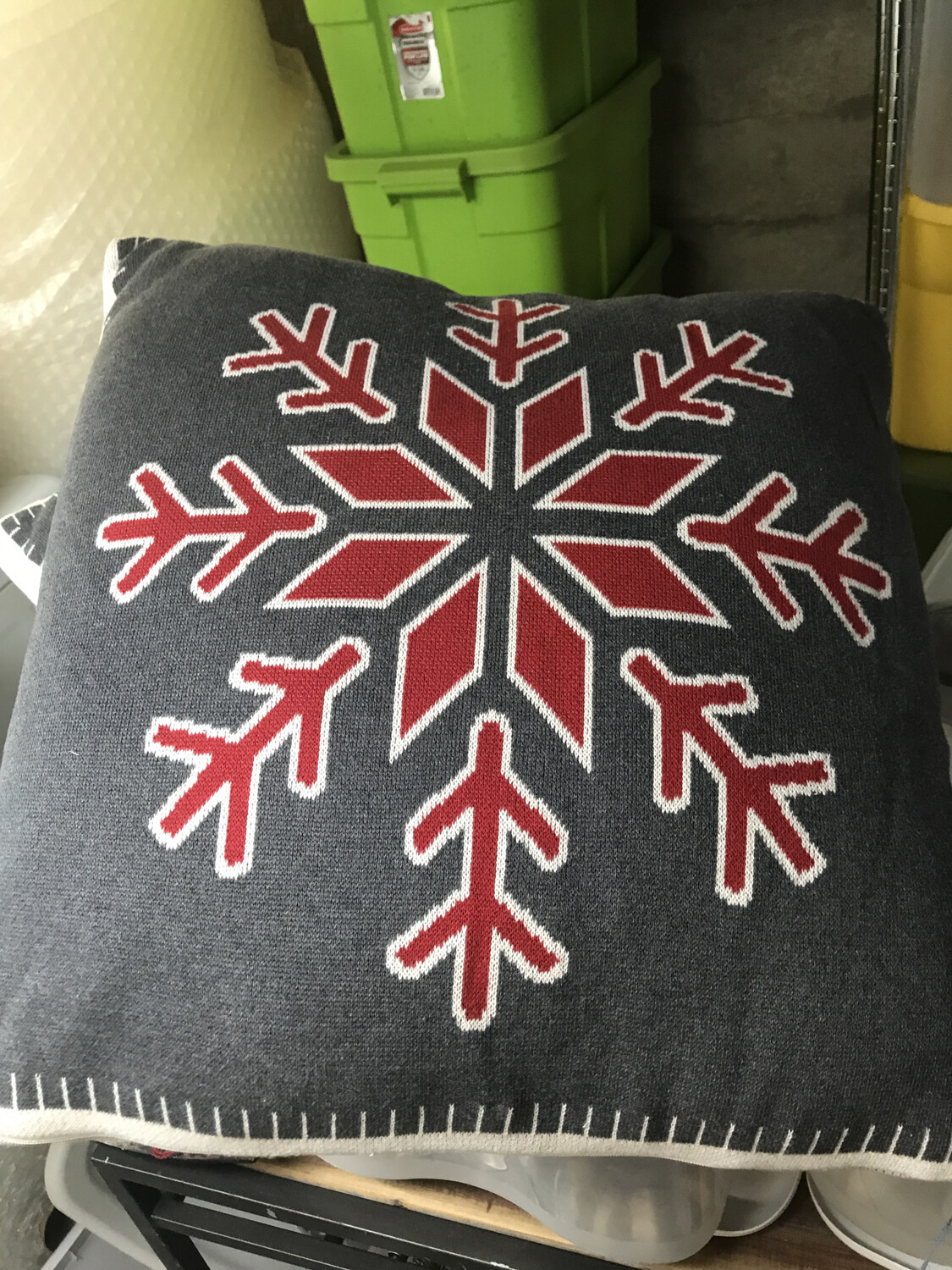 Grey Snowflake Pillow- Clearance
