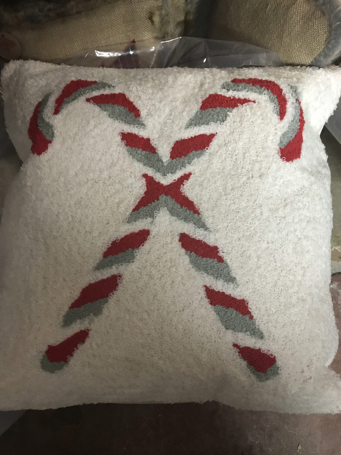 Candy Canes Hooked Pillow