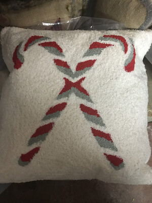 Candy Canes Hooked Pillow Candy Canes Hooked Pillow