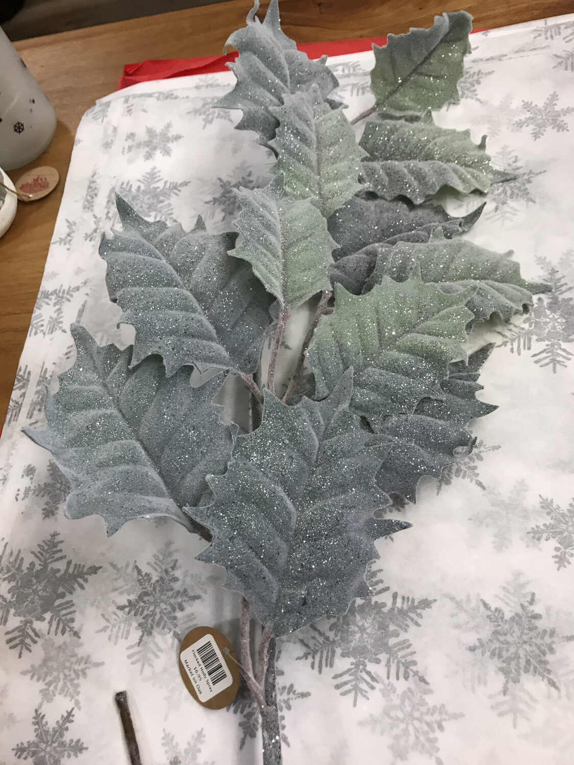 Flocked Holly Spray Flocked Holly Spray