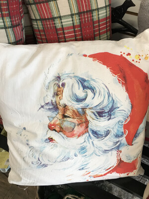 Watercolor Santa Pillow Watercolor Santa Pillow