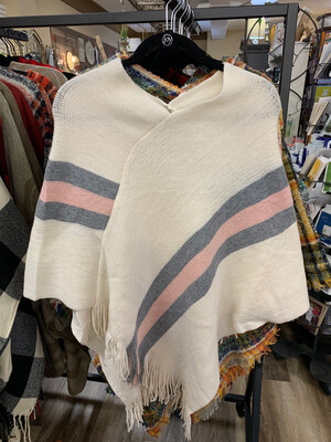 Stripe Design Knit Poncho