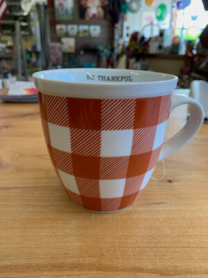 Orange & White Check Mug
