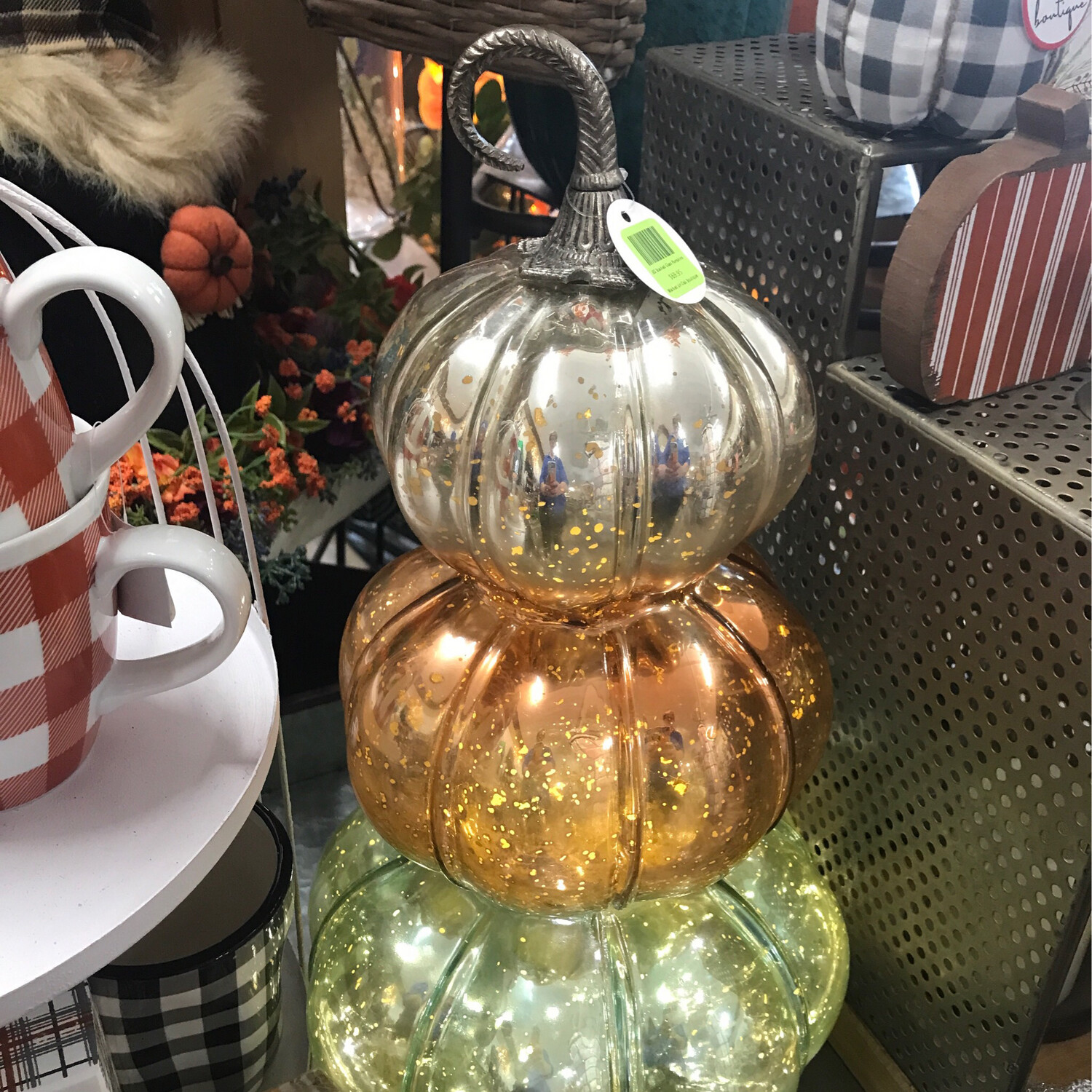 LED Stacked Glass Pumpkins