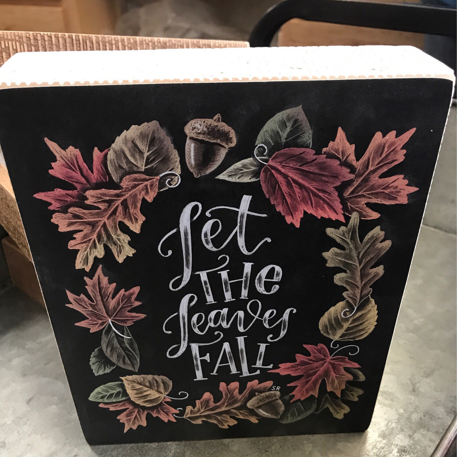 Let Leaves Fall Box Sign