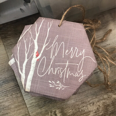 Hexagon Merry Christmas Ornament Hexagon Merry Christmas Ornament